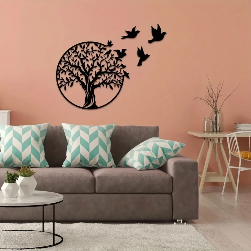 Interior Design Modern - CIFbuy Art Tree Of Life ตกแต่งลานกลางแจ้งงานฝีมือโลหะผนังตกแต่งโลโก้ครบรอบ