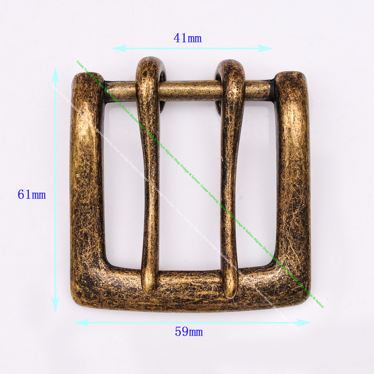 Antique Brass Hook - ผู้ชายโบราณทองเหลือง Double Pin ลิ้นหัวเข็มขัดเข็มขัดหนังหัวเข็มขัดเปลี่ยนเหมาะกับ41มม.