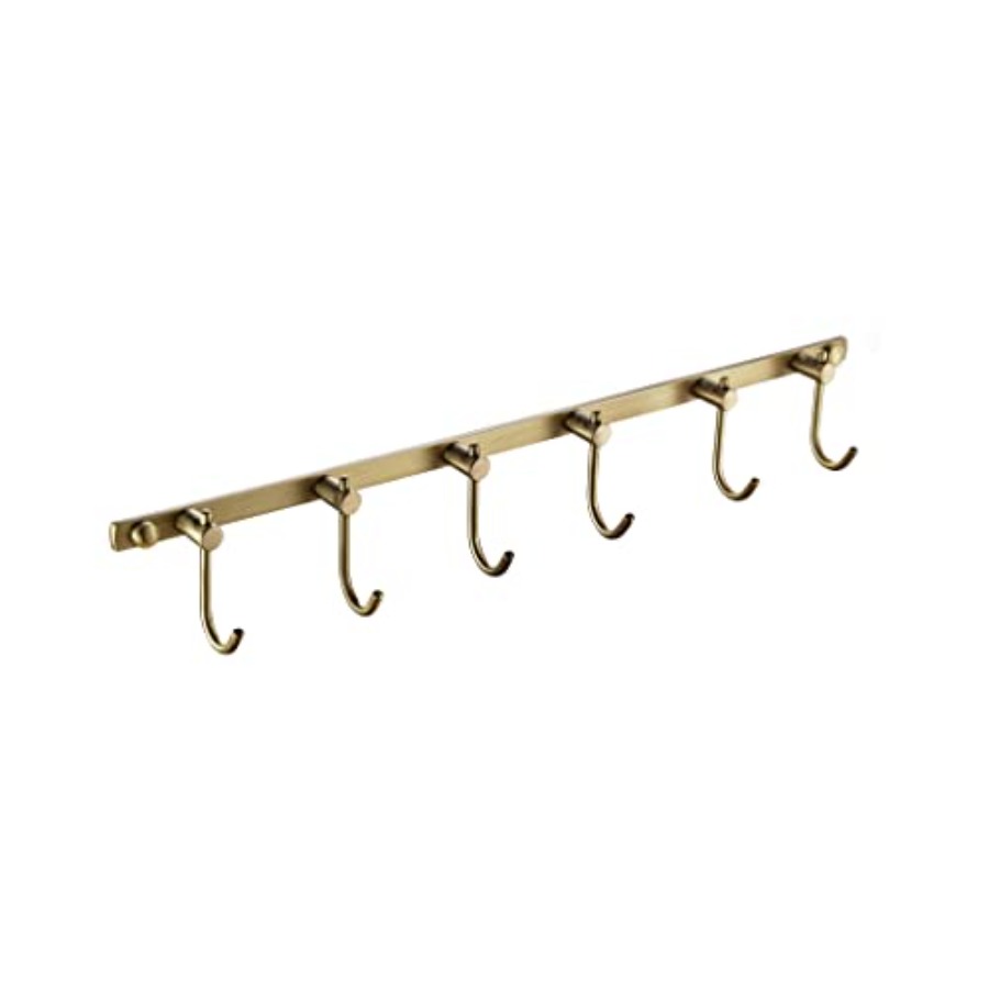 Antique Brass Hook - ราวแขวนผ้าขนหนูทองเหลือง, ราวแขวนเสื้อผ้าในห้องน้ำ, ราวแขวนติดผนังแบบโบราณ, ราวแขวนผนังวินเทจ, ทองเหลืองขัดเงา 6