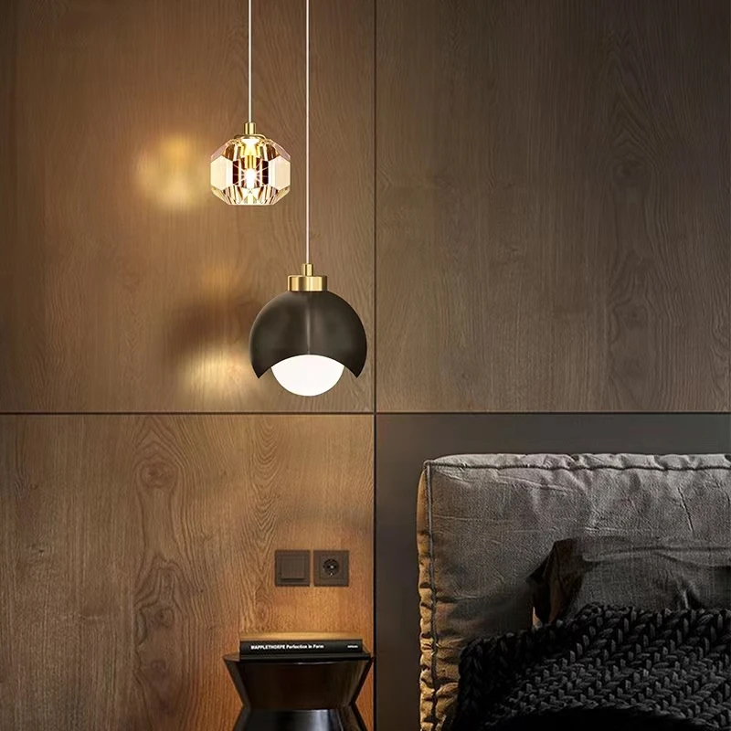 Interior Design Gold - โคมไฟห้อยเพดานทรงกลมแก้ว LED สำหรับห้องนอน โคมไฟระย้า โคมไฟตกแต่งภายในบ้านสไตล์โมเดิร์น สำหรับห้องรับประทานอาหารและห้องครัว