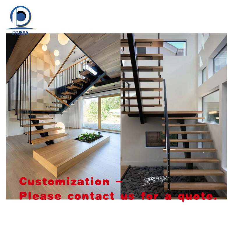 Interior Designer - บันไดภายในแบบโมเดิร์น บันไดลอยตัว ดีไซน์เรียบหรู ขั้นบันไดไม้เนื้อแข็ง โครงเหล็กสำเร็จรูป บันไดลอฟท์