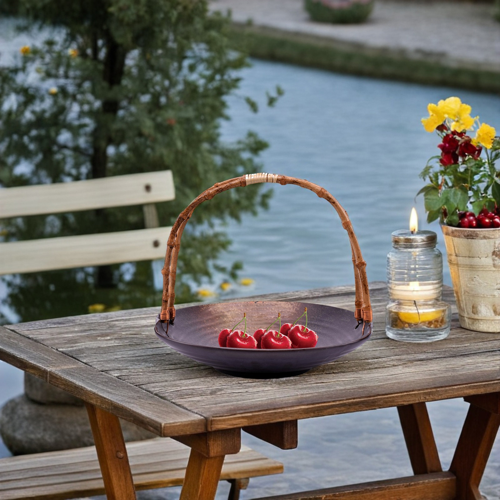 Rattan Tray Handle - ถาดเสิร์ฟหวายพร้อมหูจับ ทอมือ ใช้แทนจานซูชิ ชามผลไม้ ภาชนะเก็บของในครัว ที่จับชามไม้ไผ่