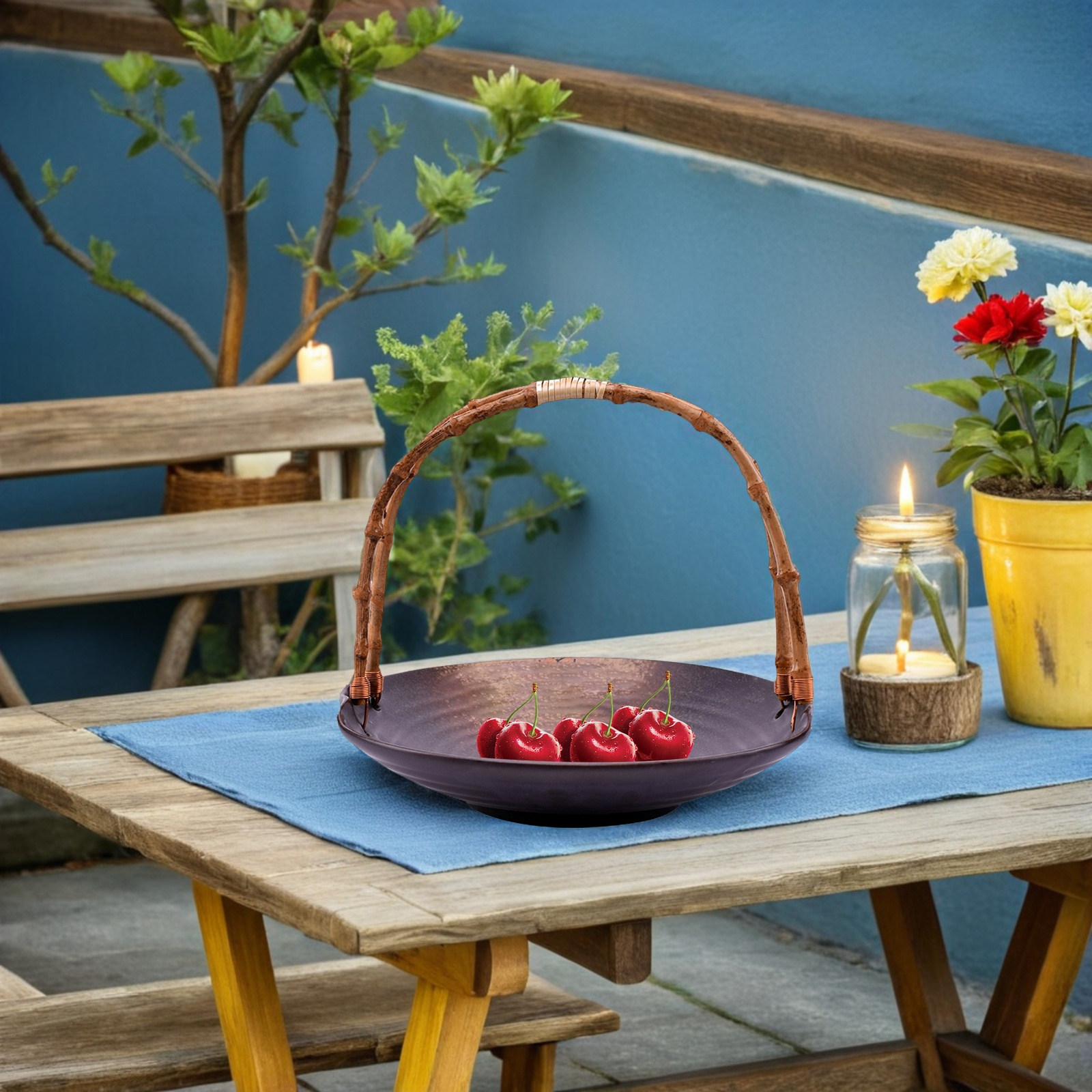 Rattan Tray Handle - ที่จับถาดสูชิหวายสานมือ สำหรับเปลี่ยนที่จับถาดผลไม้ ถาดเสิร์ฟ ตะกร้าเก็บของในครัวแบบสร้างสรรค์ ที่จับชามไม้ไผ่
