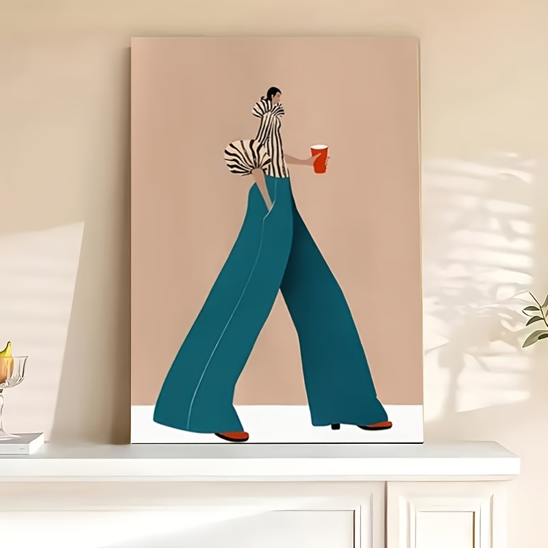 Interior Design Modern - แฟชั่นกางเกงสีฟ้าผู้หญิงโปสเตอร์พิมพ์ Modern Surreal บทคัดย่อภาพวาดผ้าใบ Wall Art