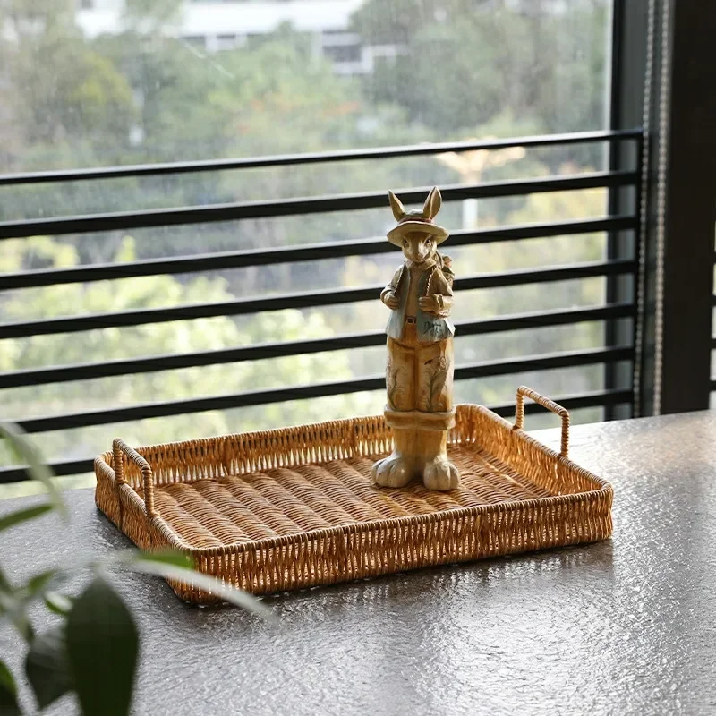 ถาดพลาสติกพร้อมที่จับหวายเทียม - Rattan Tray Handle บทวิจารณ์และราคา