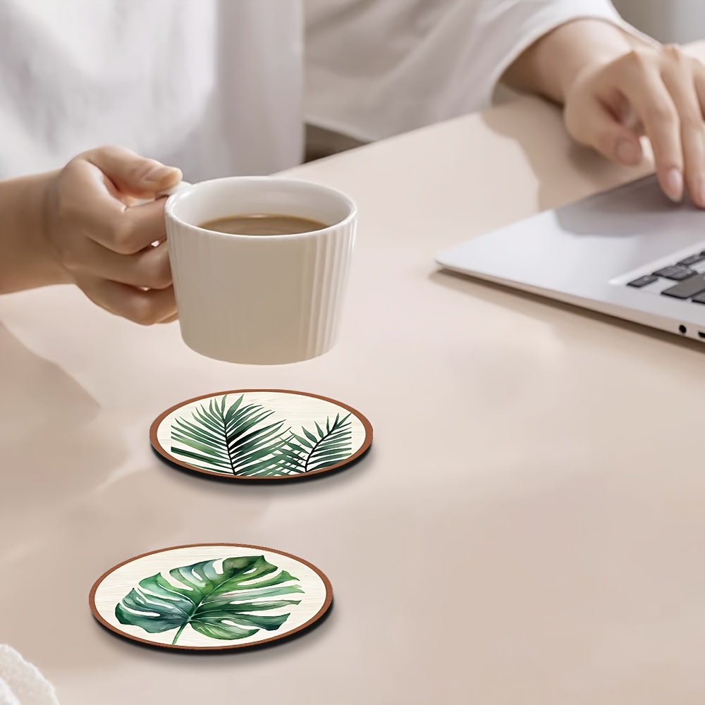 แผ่นรองแก้วไม้ลายใบไม้เขตร้อน  - Interior Design Office บทวิจารณ์และราคา