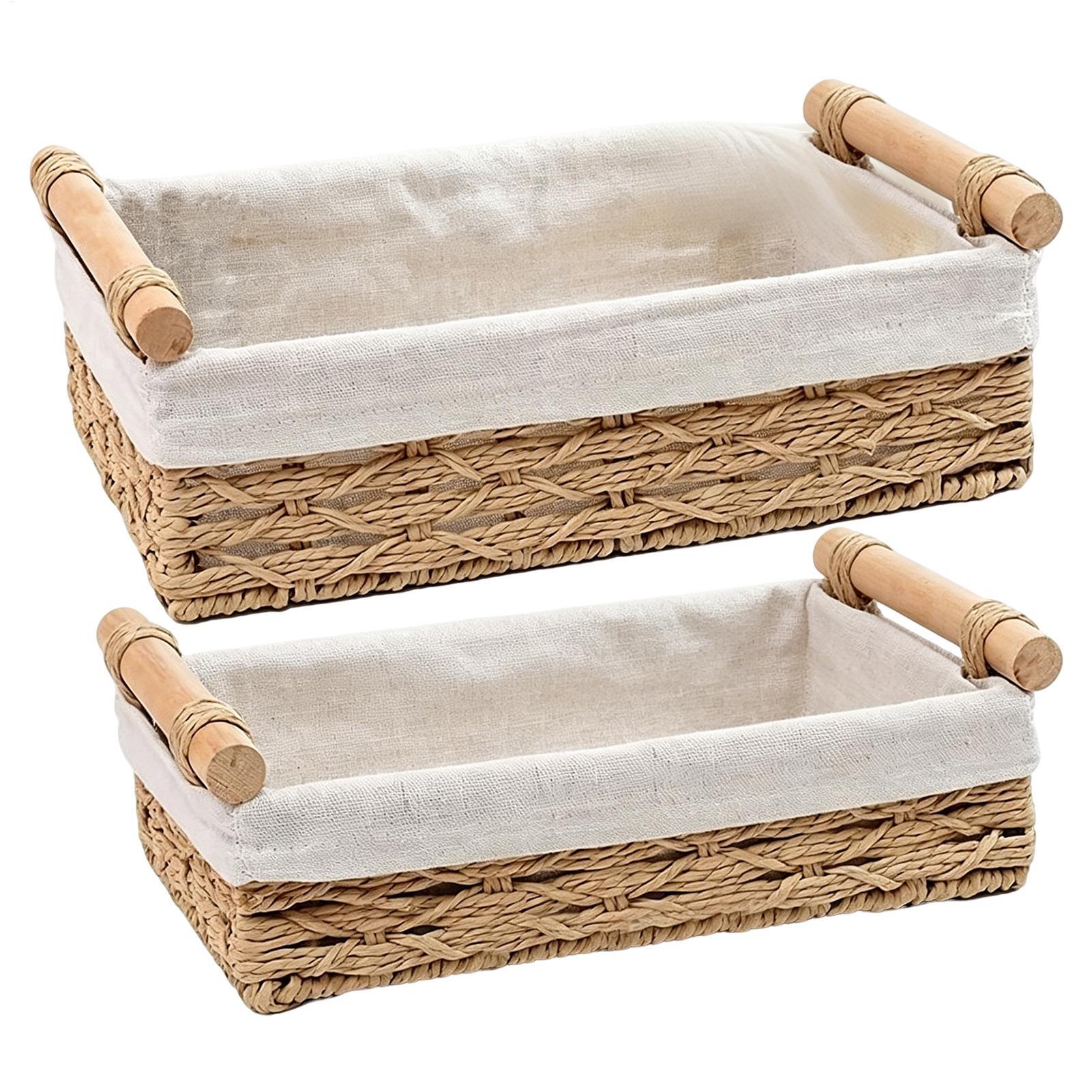 ตะกร้าเก็บของพร้อมหูจับและแผ่น - Rattan Tray Handle บทวิจารณ์และราคา