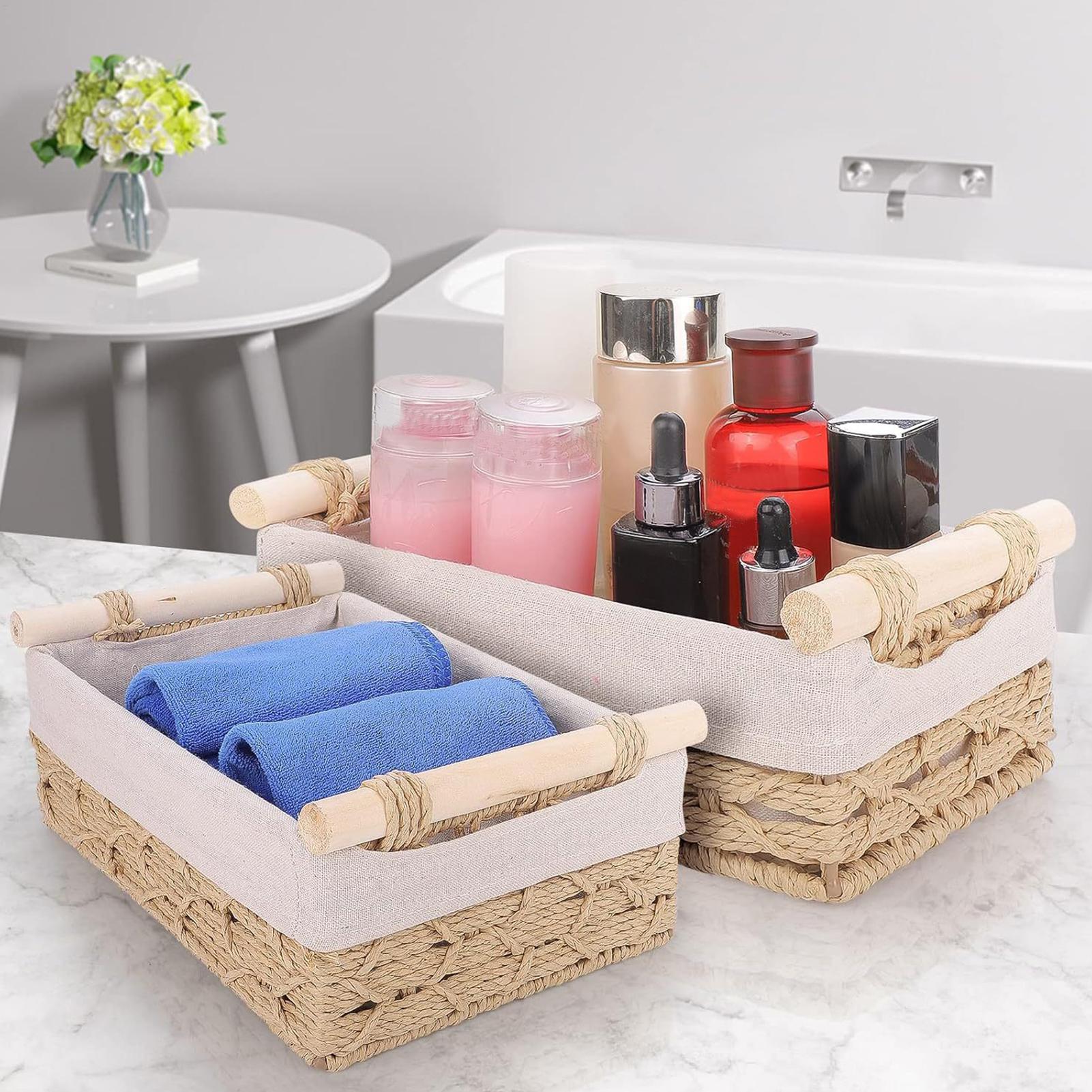 ตะกร้าเก็บของพร้อมหูจับและแผ่น - Rattan Tray Handle บทวิจารณ์และราคา