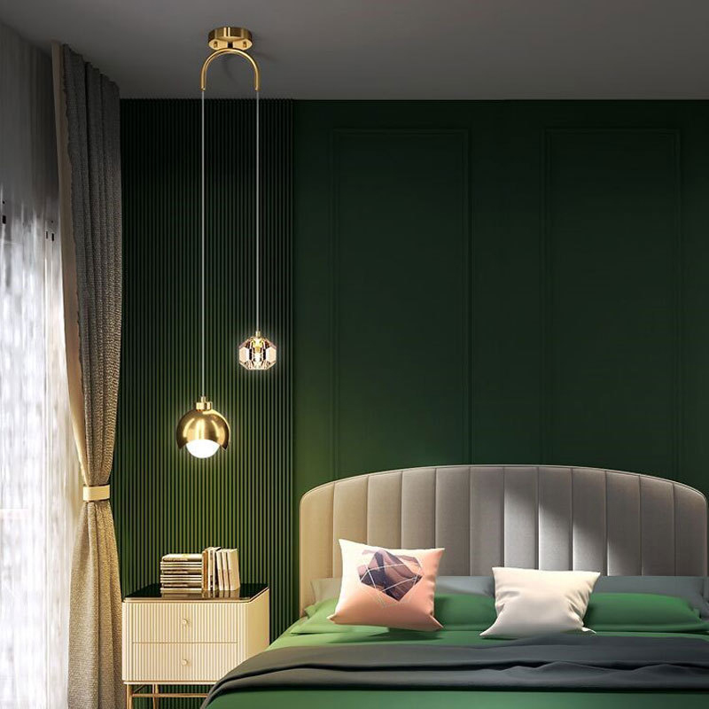 โคมไฟห้อยเพดานทรงกลมแก้ว LED ส - Interior Design Gold บทวิจารณ์และราคา
