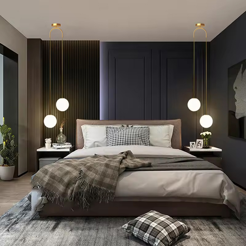 โคมไฟห้อยเพดานทรงกลมแก้ว LED ส - Interior Design Gold บทวิจารณ์และราคา
