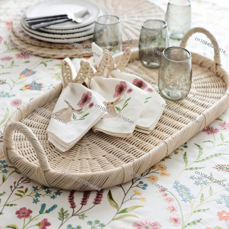 ถาดตกแต่งหวาย, ถาดหวายสานทำมือ - Rattan Tray Handle บทวิจารณ์และราคา