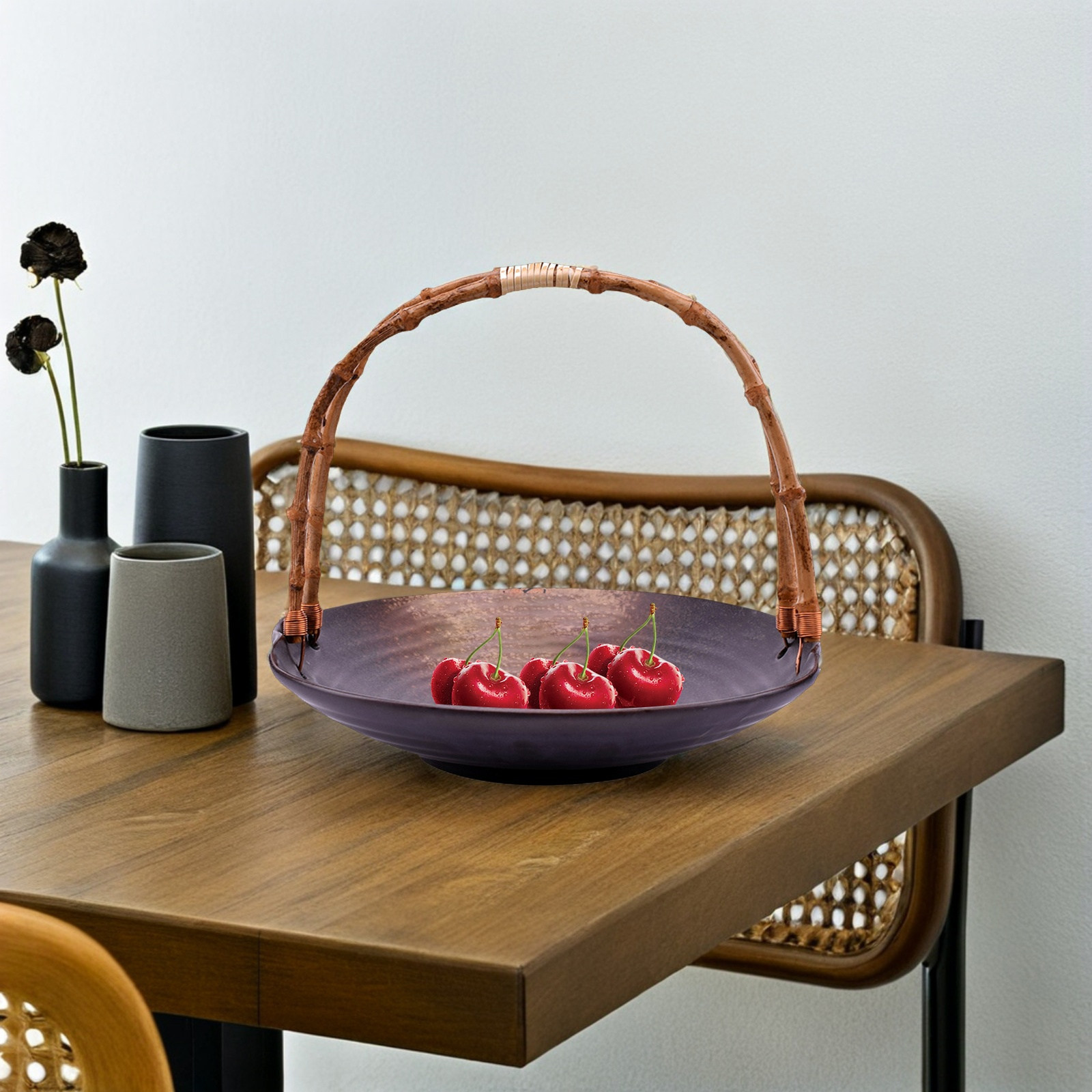 ถาดเสิร์ฟหวายพร้อมหูจับ ทอมือ  - Rattan Tray Handle บทวิจารณ์และราคา