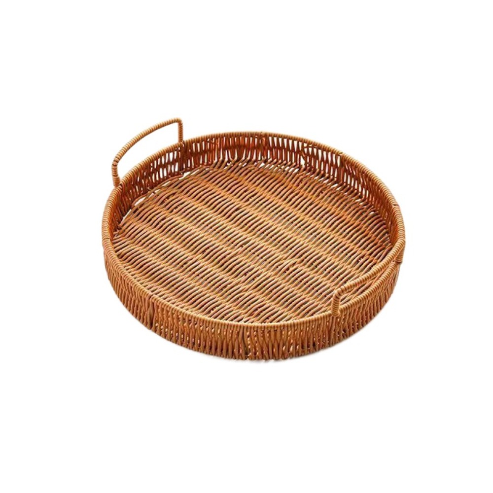 ตะกร้าเก็บของหวายเทียมขนาดใหญ่ - Rattan Tray Handle บทวิจารณ์และราคา