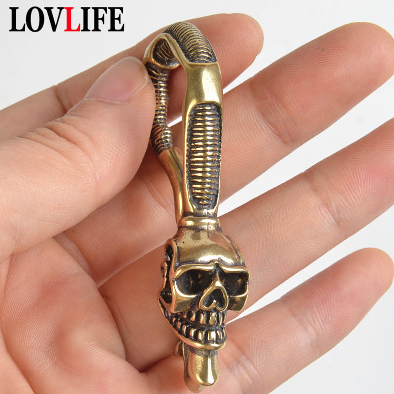 พวงกุญแจทองเหลืองรูปหัวกะโหลก  - Antique Brass Hook บทวิจารณ์และราคา