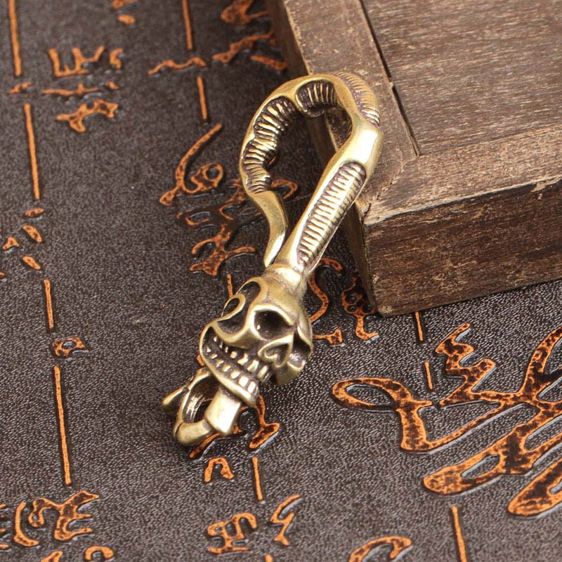 พวงกุญแจทองเหลืองรูปหัวกะโหลก  - Antique Brass Hook บทวิจารณ์และราคา