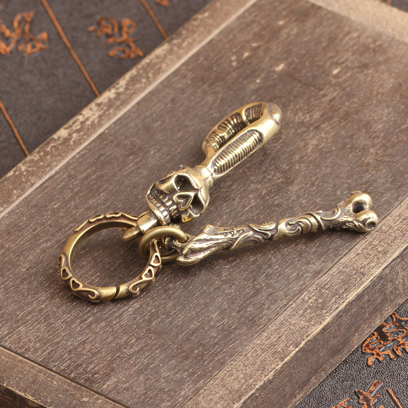 พวงกุญแจทองเหลืองรูปหัวกะโหลก  - Antique Brass Hook บทวิจารณ์และราคา