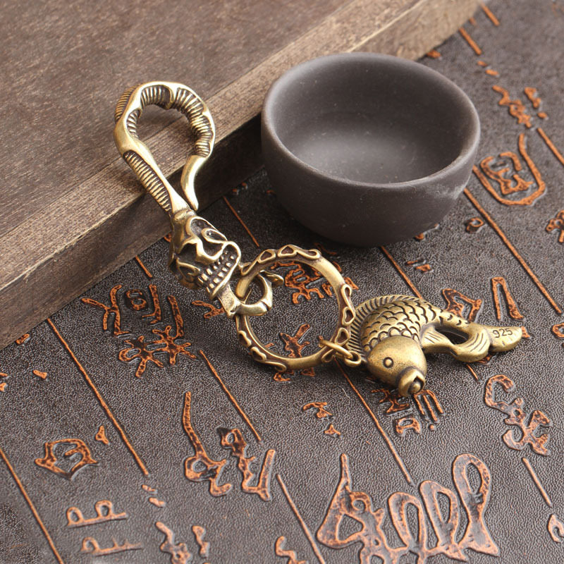 พวงกุญแจทองเหลืองรูปหัวกะโหลก  - Antique Brass Hook บทวิจารณ์และราคา